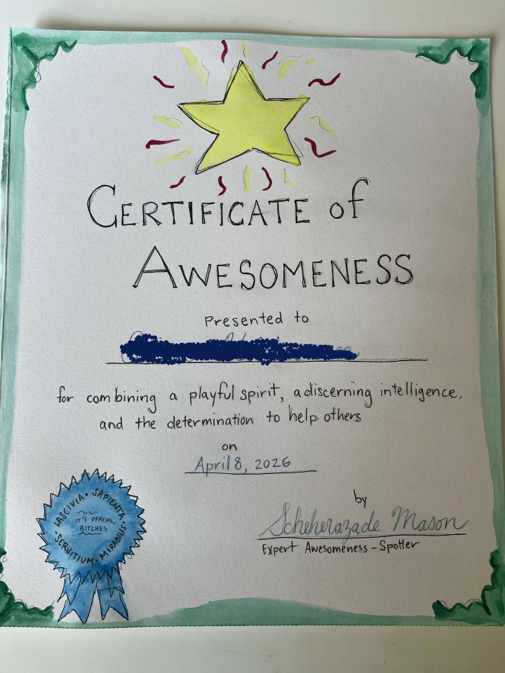certificate of awesomeness